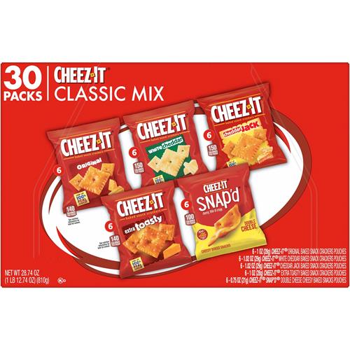Cheez-It Cheese Crackers, Baked Snack Crackers, Office And Kids Snacks, Variety Pack, 28.74Oz Box (30 Packs)