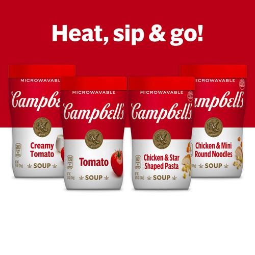 Campbells Sipping Soup, Classic Tomato Soup, 11.1 Oz Microwavable Cup