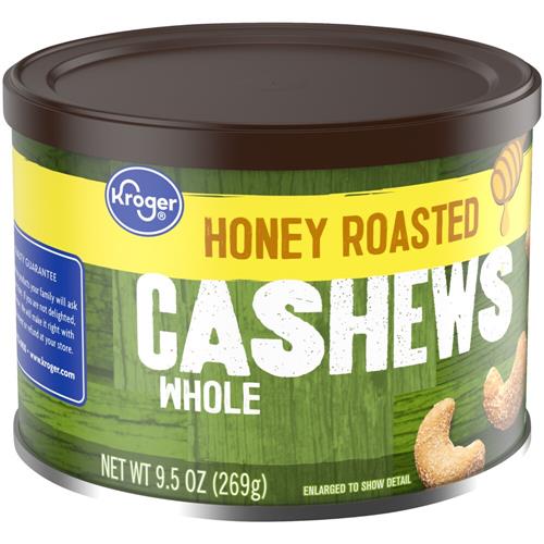 Kroger Whole Honey Roasted Cashews 9.5 oz