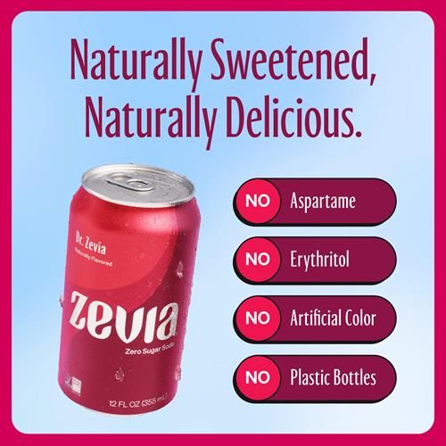 Zevia Zero Sugar Soda, Dr. Zevia, 12 Ounce Cans (Pack Of 12)
