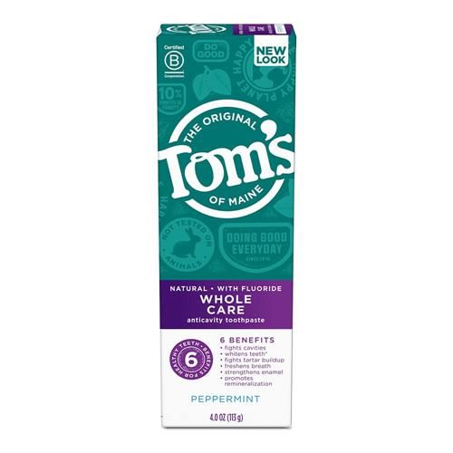 Toms Of Maine Whole Care Natural Toothpaste With Fluoride, Peppermint, 4 Oz.