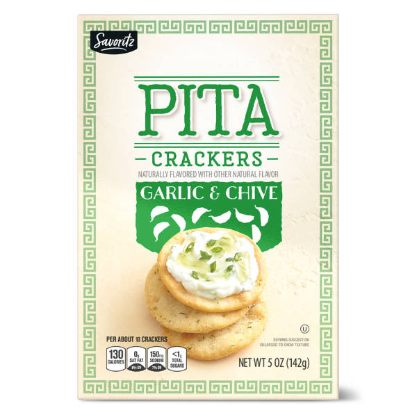 Savoritz Garlic & Chive Pita Crackers, 5 oz