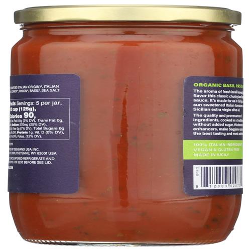 Seggiano Organic Basilico Pasta Sauce, 24 Oz