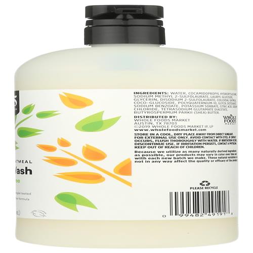 Whole Foods Market Body Wash, Colloidal Oatmeal, Fragrance Free, 32 Fl Oz
