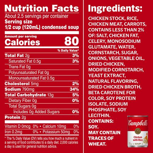 Campbell’S Condensed Chicken With Rice Soup, 10.5 Ounce Can