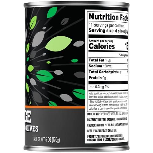 Kroger Large Pitted Ripe Black Olives 6 oz