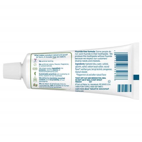 Toms Of Maine Travel Size Fluoride-Free Fresh Mint Toothpaste, 3 Oz. (Packaging May Vary)
