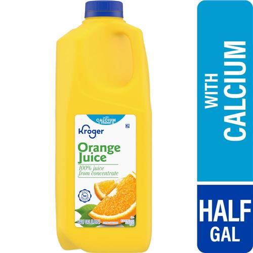 Kroger 100% Orange Juice From Concentrate With Calcium Vitamins C & D 0.5 gallon