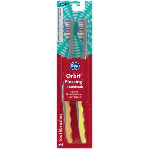 Kroger Orbit Flossing Toothbrush with Soft Bristels 2 count