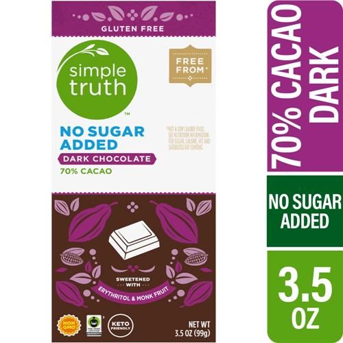 Simple Truth 70% Cacao No Sugar Added Dark Chocolate Bar 3.5 oz