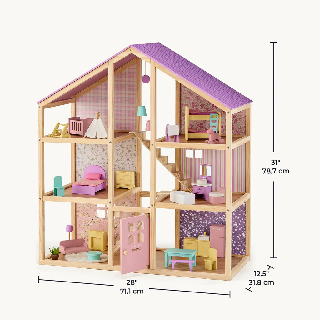 Tiny Land® Sweetwood Unicorn Dollhouse & Wooden Dollhouse Dolls