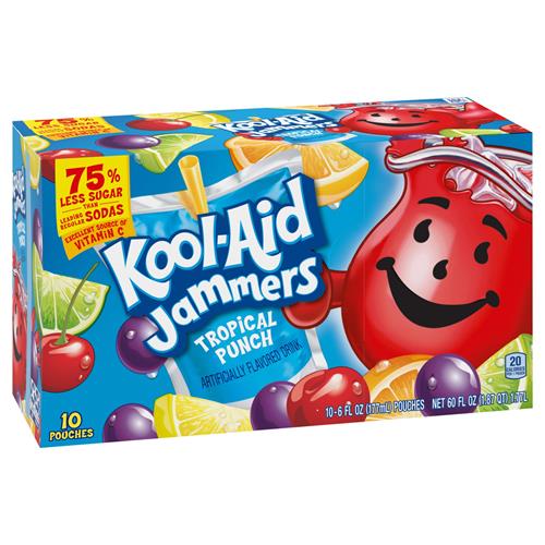 Kool-Aid Jammers Tropical Punch Flavored Drink, 10 Ct Box, 6 Fl Oz Pouches