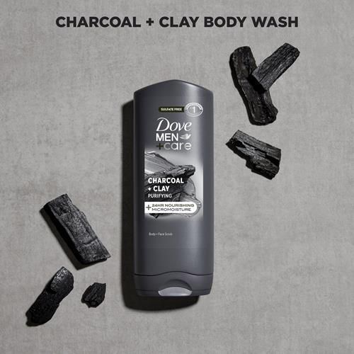 Dove Men + Care Purifying Charcoal + Clay Body And Face Wash With 24-Hour Nourishing Micromoisture Technology Body Wash For Men, 13.5 Oz