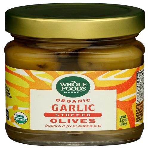 Whole Foods Market, Organic Garlic Stuffed Olives, 4.23 Oz