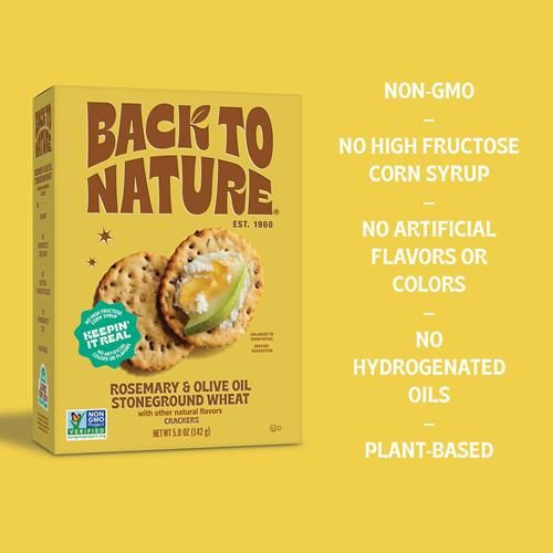 Back To Nature Stoneground Wheat Crackers, Rosemary & Olive Oil - Dairy Free, Non-Gmo, Made With Whole Grains & Flax Seed, Delicious & Quality Snacks,5 Ounce?