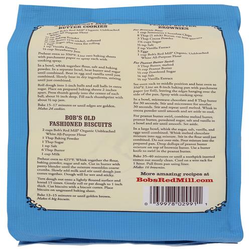 Bobs Red Mill Organic Unbleached All Purpose Flour, 5Lb (Pack Of 1) - Vegan, Kosher, Unbromated, Unenriched