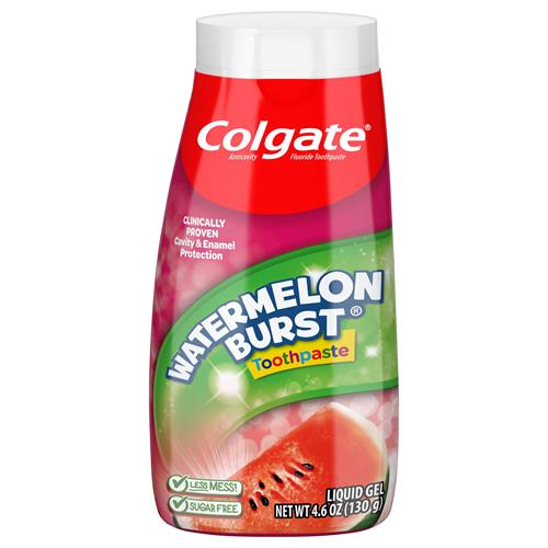 Colgate Kids Fluoride Toothpaste, Kids Watermelon Toothpaste Gel With Fluoride, Watermelon Burst Flavor, 4.6 Oz Tube
