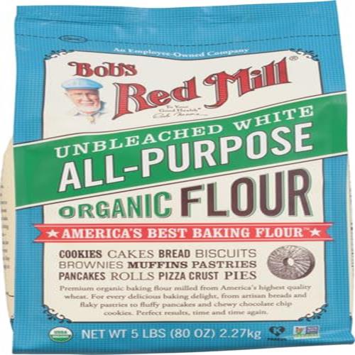 Bobs Red Mill, Flour Unbleached White All Purpose Organic, 80 Ounce