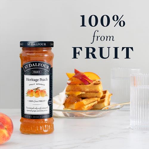 St. Dalfour Heritage Peach Fruit Spread - 10Oz - 100% From Fruit, No Artificial Ingredients, Non-Gmo, No Cane Sugars, All Natural, Made In France