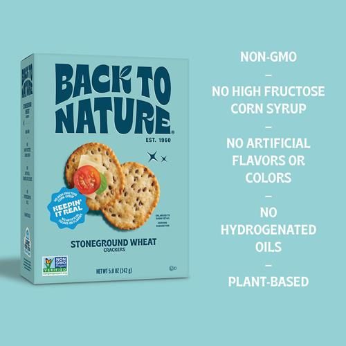 Back To Nature - Stoneground Wheat Crackers - Made With Real Ingredients Like Whole Grains And Flax Seed - Non-Gmo - 5 Ounce