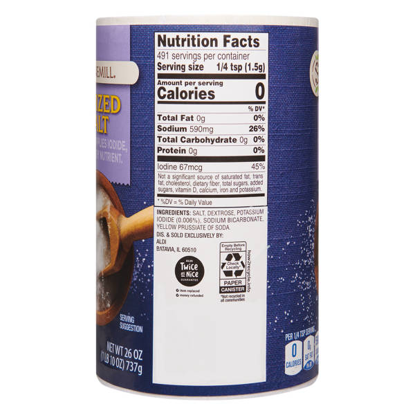 Stonemill Iodized Salt, 26 oz