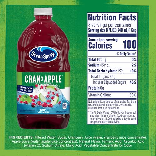 Ocean Spray Cran-Apple Cranberry Apple Juice Drink, 64 Fl Oz Bottle (Pack Of 1)