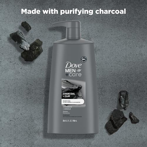 Dove Men+Care Men Shampoo For Healthy-Looking Hair Charcoal + Clay Naturally Derived Plant Based Cleansers 25.4 Oz