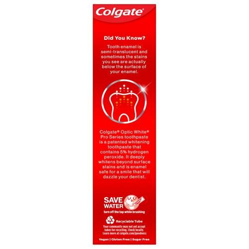 Colgate Optic White Pro Series Whitening Toothpaste With 5% Hydrogen Peroxide, Vividly Fresh, 3 Oz Tube