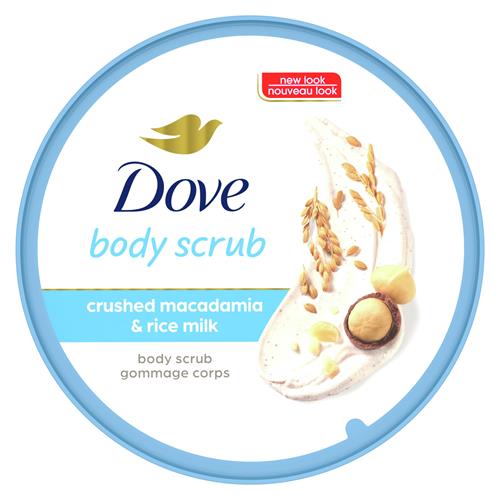 Dove Scrub Macadamia & Rice Milk Reveals Visibly Smoother Skin Body Scrub That Nourishes Skin 10.5 Oz