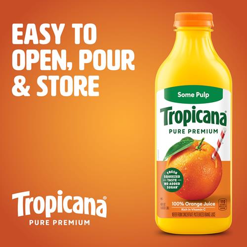 Tropicana Pure Premium 100% Orange Juice Original, Some Pulp, No Sugar Added, 46 Fl Oz