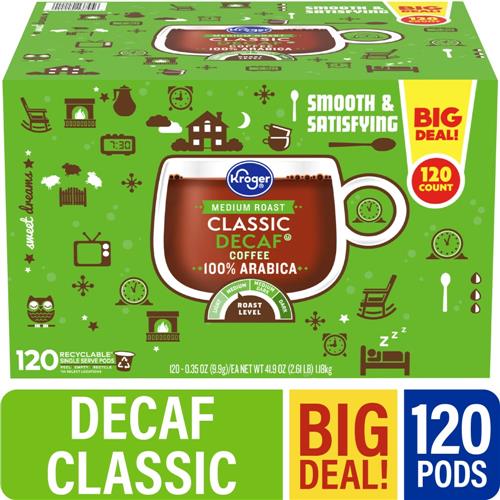 Kroger Decaf Classic Medium Roast Coffee Pods 120 ct