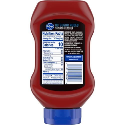 Kroger No Sugar Added Tomato Ketchup 19 oz