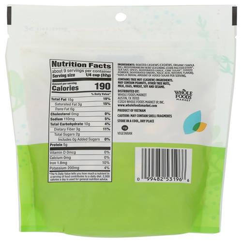 Whole Foods Market Mediterranean Herb Flavored Cashews, 10 Ounce