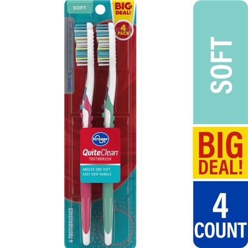 Kroger Quite Clean Toothbrush with Soft Bristles 4 count
