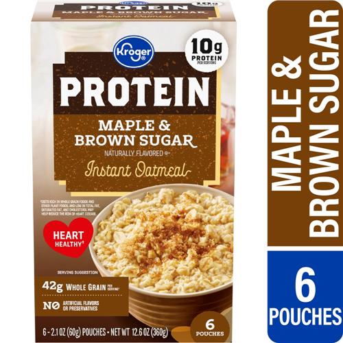 Kroger Maple & Brown Sugar Protein Instant Oatmeal 6 ct / 2.1 oz