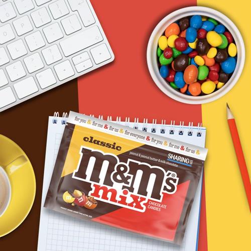 M&Ms Classic Mix Chocolate Candy Sharing Size Bag, Milk Choc Peanut Butter&Peanut, 8.3 Ounce