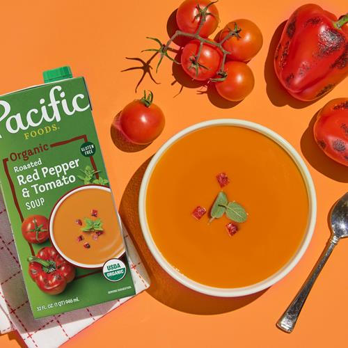 Pacific Foods Organic Roasted Red Pepper And Tomato Soup, 32 Fl Oz Carton
