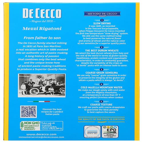 De Cecco Pasta Mezzi Rigatoni, 16 Oz