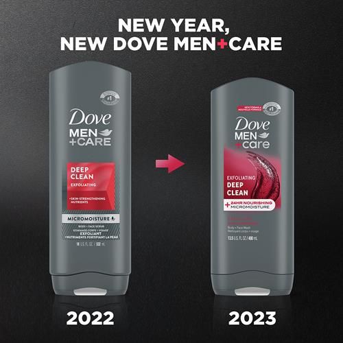 Dove Men + Care Body And Face Wash Exfoliating Deep Clean Body Wash For Men With 24-Hour Nourishing Micromoisture Technology, 13.5 Oz
