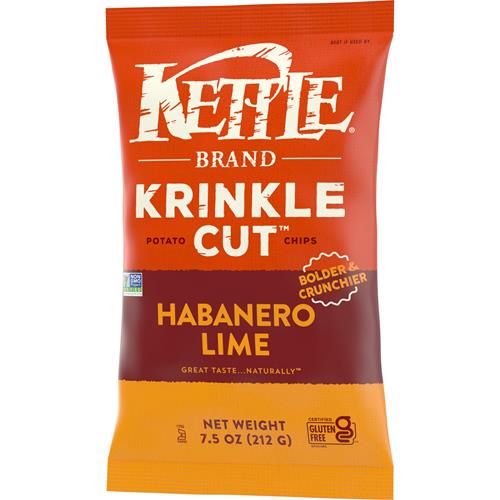 Kettle Brand Potato Chips Krinkle Cut Habanero Lime Kettle Chips, 7.5 Oz