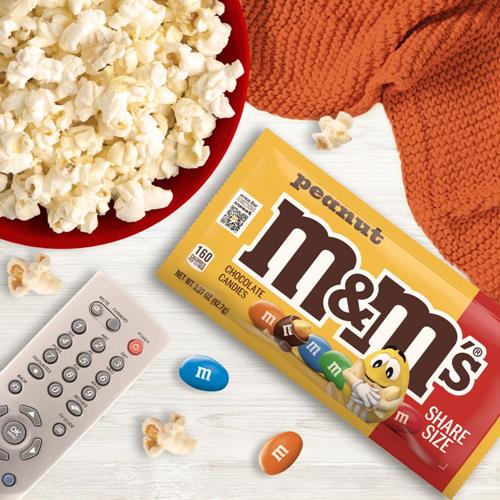 M&Ms Peanut Milk Chocolate Candy, Share Size, 3.27 Oz Bag