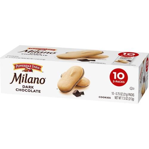 Pepperidge Farm Milano Cookies, Dark Chocolate, 10 Packs, 2 Cookies Per Pack