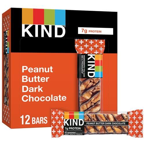 Kind Nut Bars, Peanut Butter Dark Chocolate, Healthy Snacks, Gluten Free, 8G Protein, 12 Count