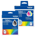 New, Pre-Owned - Brother LC504 Standard Yield Multi-Color (BCMY) Ink Cartridge, 4-Pack