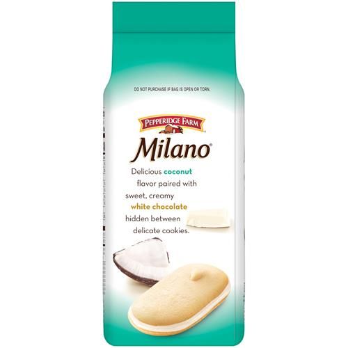 Pepperidge Farm Milano White Chocolate Coconut Flavored Cookies, 7 Oz Bag