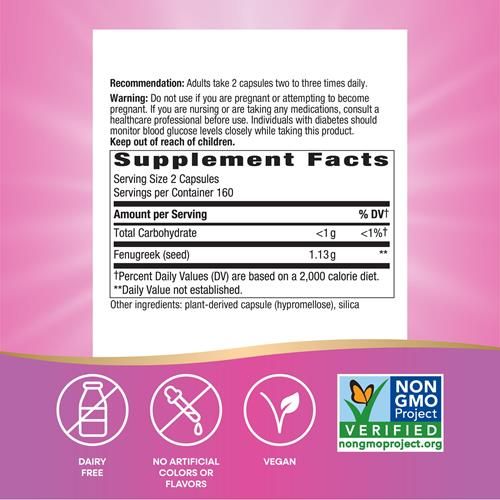 Natures Way Fenugreek Seed, Traditional Lactation/Breastfeeding Support*, Non-Gmo Project Verified, Vegan, 320 Capsules