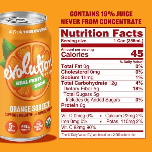 Evolution Fresh Organic Orange Squeeze Fruit Soda, 12 Fz