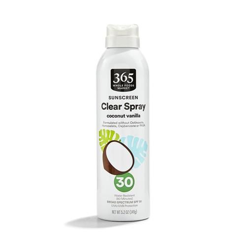 Whole Foods Market, Clear Spray Sunscreen, Spf 30, Coconut Vanilla Scent, Water Resistant (80 Minutes), 5.2 Ounce