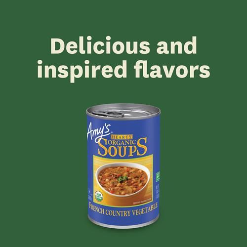 Amy’S Soup, Vegan Hearty French Country Vegetable Soup, Gluten Free, Made With Organic Rice, Vegetables And Herbs, Canned Soup, 14.4 Oz