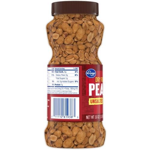 Kroger Unsalted Dry Roasted Peanuts 16 oz